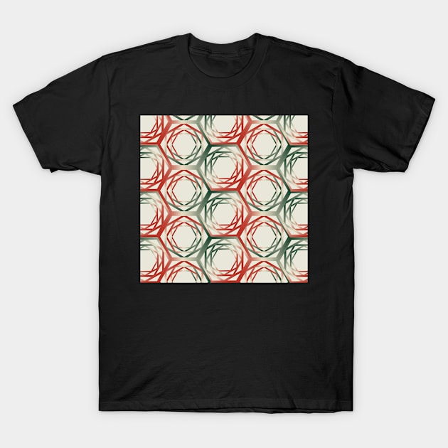 Geometric green red christmas abstract T-Shirt by soycarola